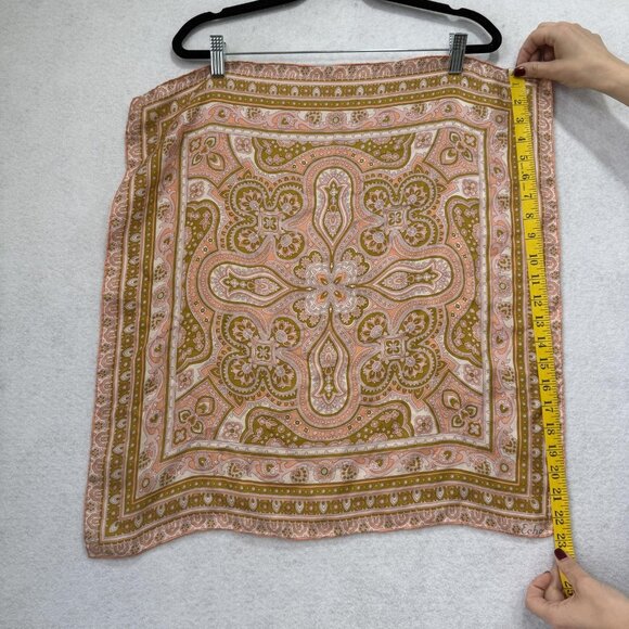 Echo Scarf Womens One Size Pink Green Paisley Square Lightweight Head Neck Wrap - Picture 2 of 5